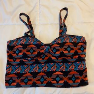 Colorful Aztec Print Cropped Tank